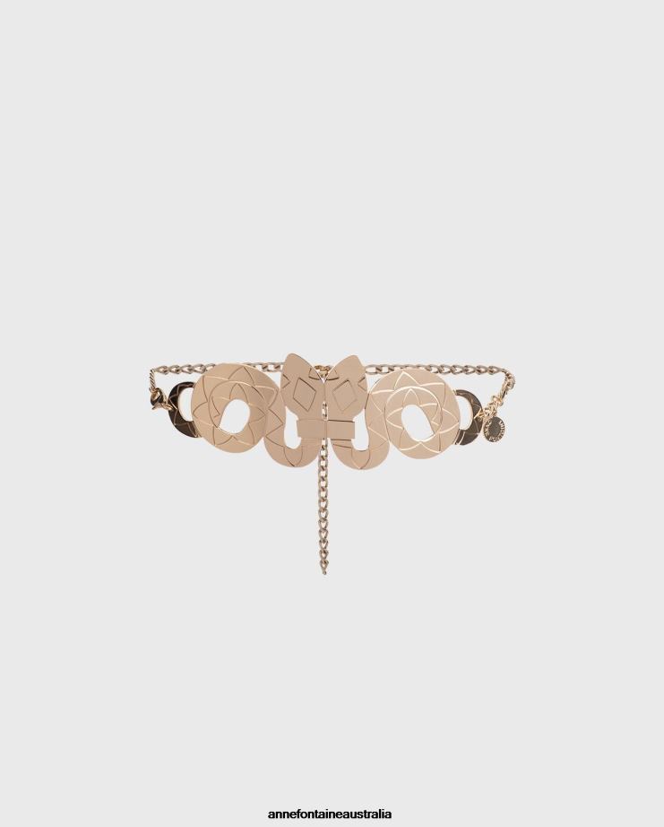 Anne Fontaine Accessories 2VZRJ653 Women Boy Belt Snake Metal Belt Gold