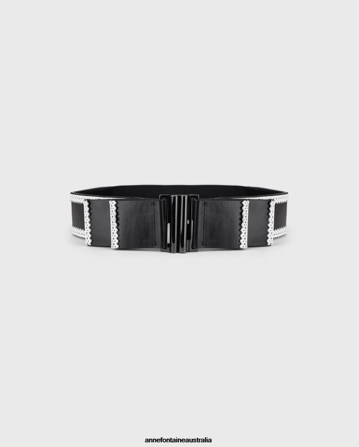 Anne Fontaine Accessories 2VZRJ656 Women Malvina Belt Leather Belt With A Flat Double Bow Black