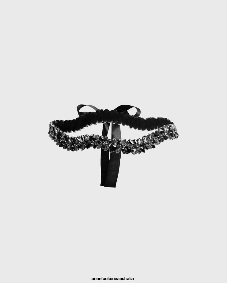 Anne Fontaine Accessories 2VZRJ669 Women Wassim Belt With and Stones Black/Silver