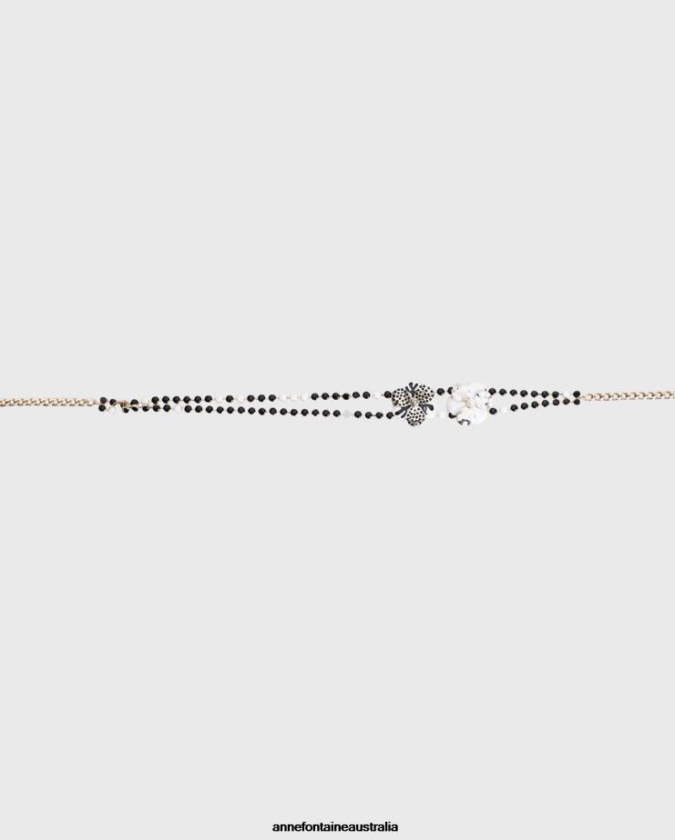 Anne Fontaine Accessories 2VZRJ673 Women Wisley Belt Floral Link Belt Black/White