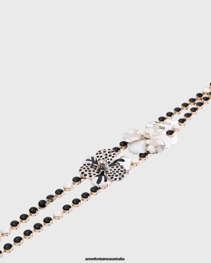 Anne Fontaine Accessories 2VZRJ673 Women Wisley Belt Floral Link Belt Black/White