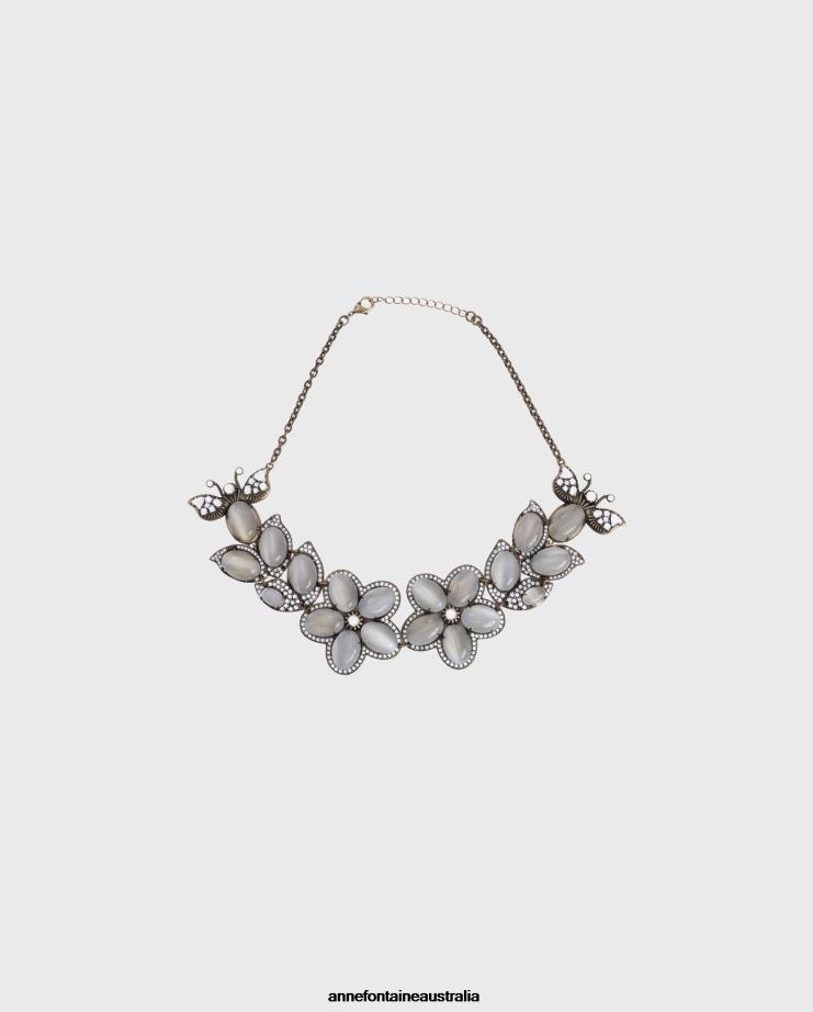 Anne Fontaine Accessories 2VZRJ506 Women Wlad Collar Adorned With Cat Eye Stones Floral