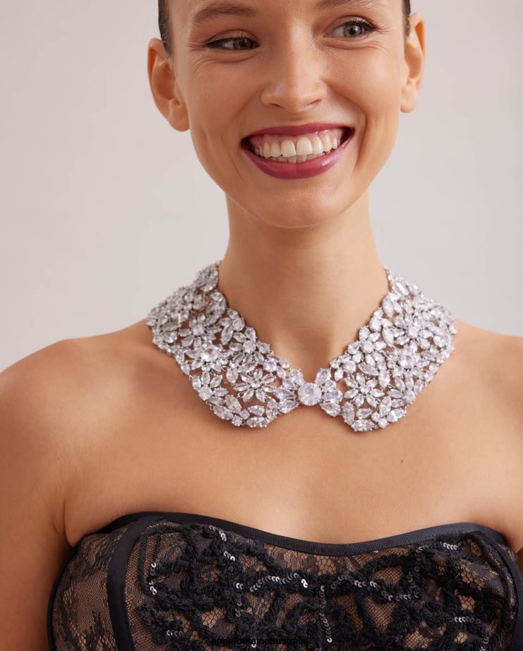 Anne Fontaine Accessories 2VZRJ510 Women Carolina Collar Adorned With Multiple Crystals Silver
