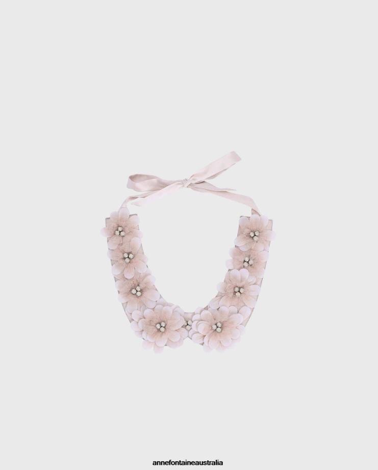 Anne Fontaine Accessories 2VZRJ515 Women Ferdie Collar Blush Collar Decorated With Tulle and Stones Pink