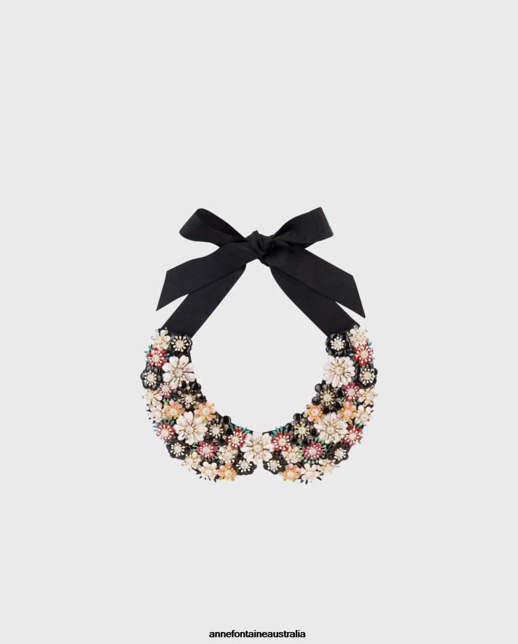 Anne Fontaine Accessories 2VZRJ519 Women Imel Collar Statement Collar With Ribbon Tie Closure Floral