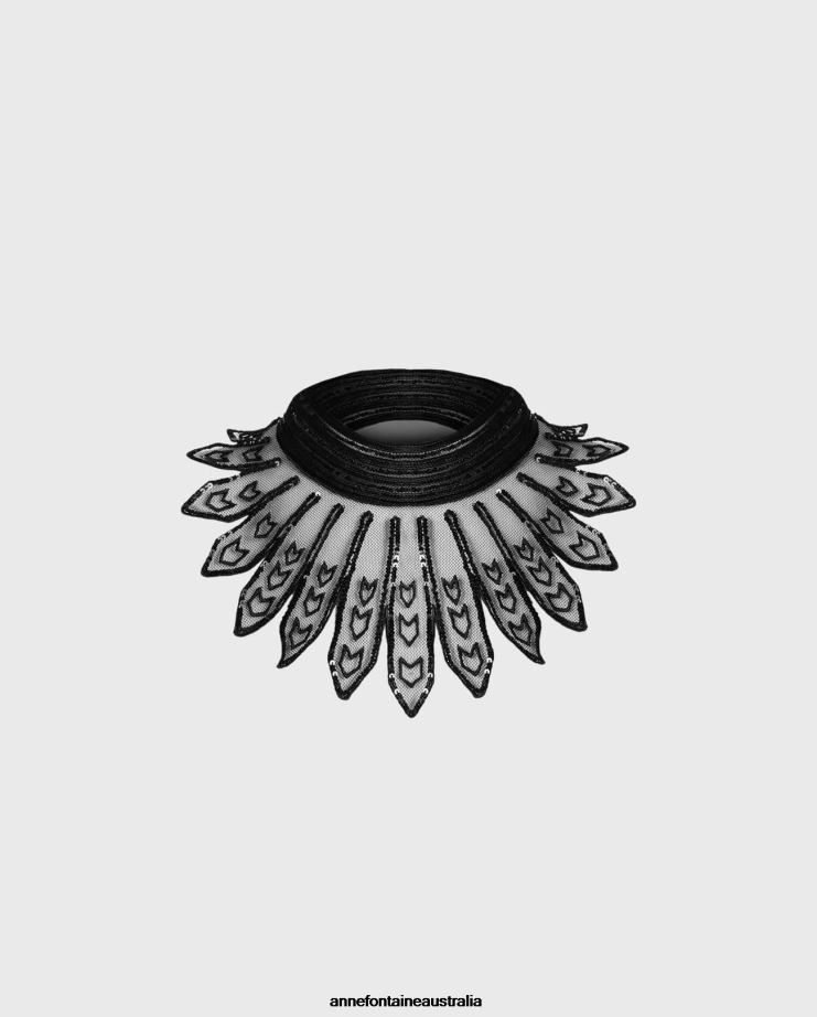 Anne Fontaine Accessories 2VZRJ520 Women Taslima Collar Sequin Embroidered Tulle Collarette Stylish