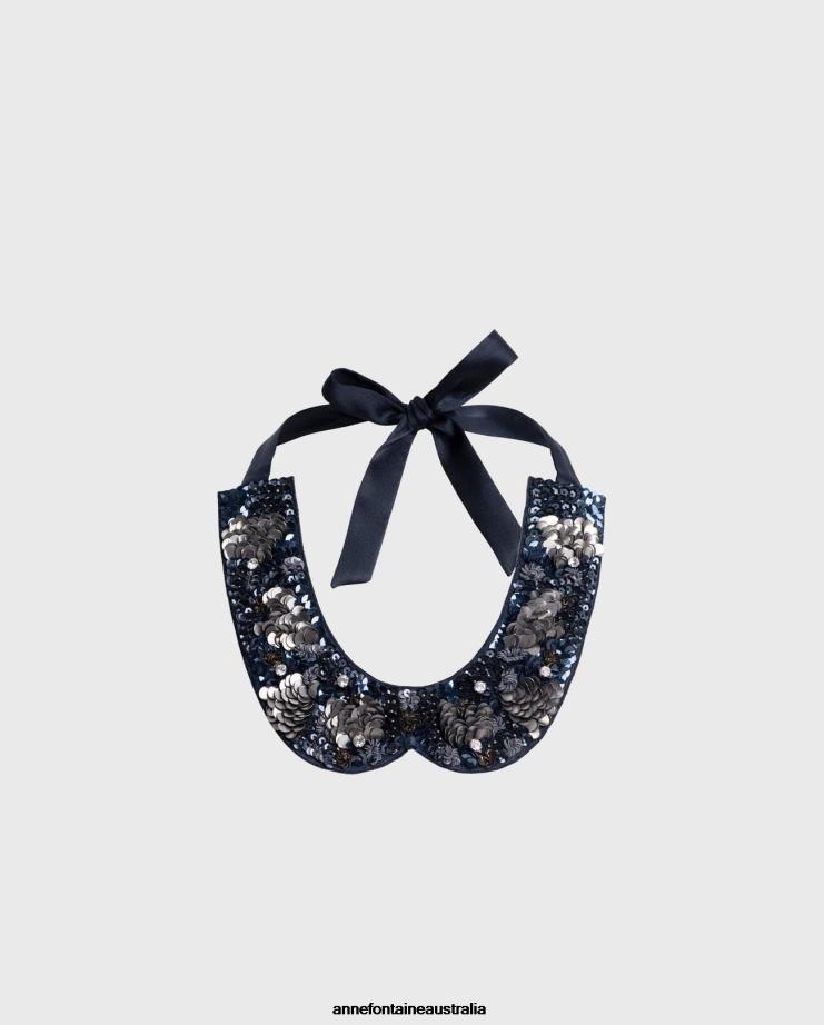 Anne Fontaine Accessories 2VZRJ522 Women Werry Collar Satin Collar Decorated With Stones and Sequins Stylish