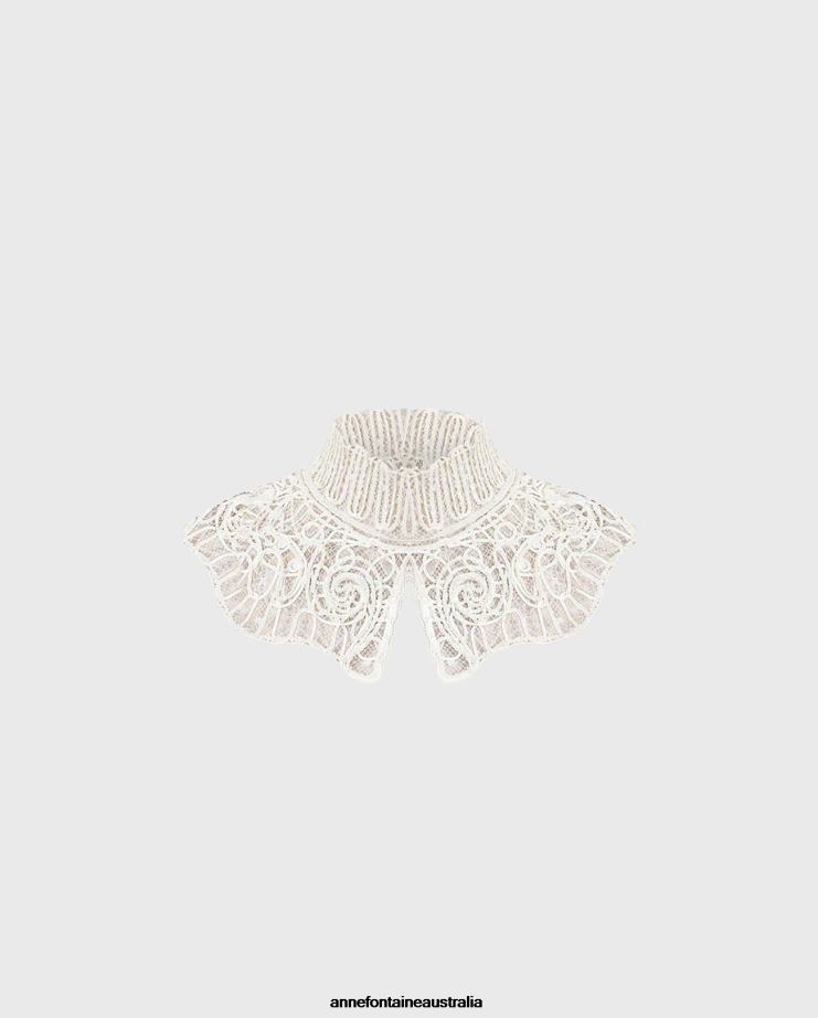 Anne Fontaine Accessories 2VZRJ524 Women Tsarina Collar Tulle Collar With Embroidered Sequins With an Arabesque Motif Stylish