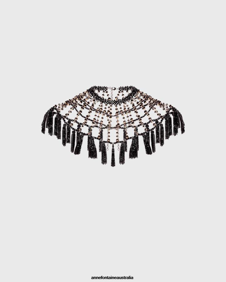 Anne Fontaine Accessories 2VZRJ534 Women Wika Collar Cape Collar Decorated With Beads Black