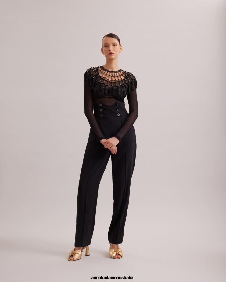 Anne Fontaine Accessories 2VZRJ534 Women Wika Collar Cape Collar Decorated With Beads Black