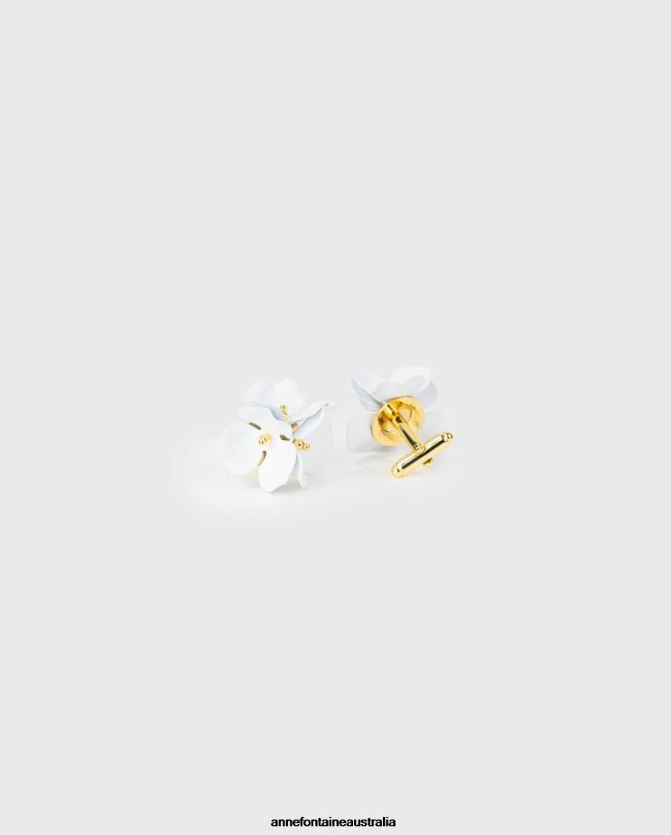Anne Fontaine Accessories 2VZRJ539 Women Dune Cufflinks and Flower Cufflinks White/Gold