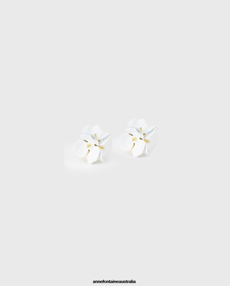 Anne Fontaine Accessories 2VZRJ539 Women Dune Cufflinks and Flower Cufflinks White/Gold