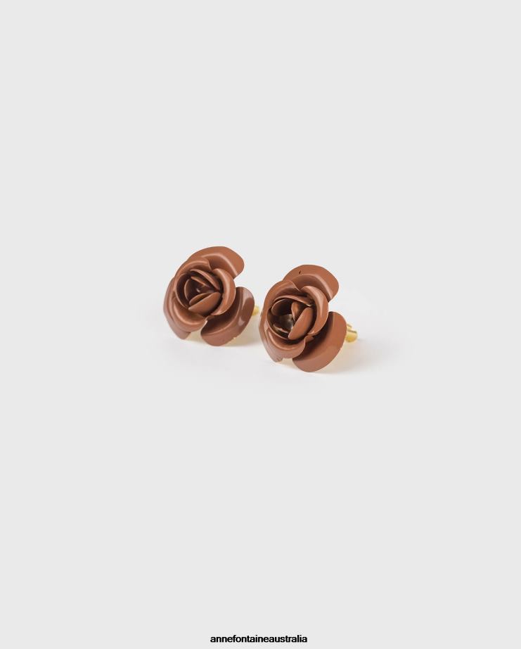 Anne Fontaine Accessories 2VZRJ544 Women Neissy Cufflinks Classic Flower Cufflink Chocolate