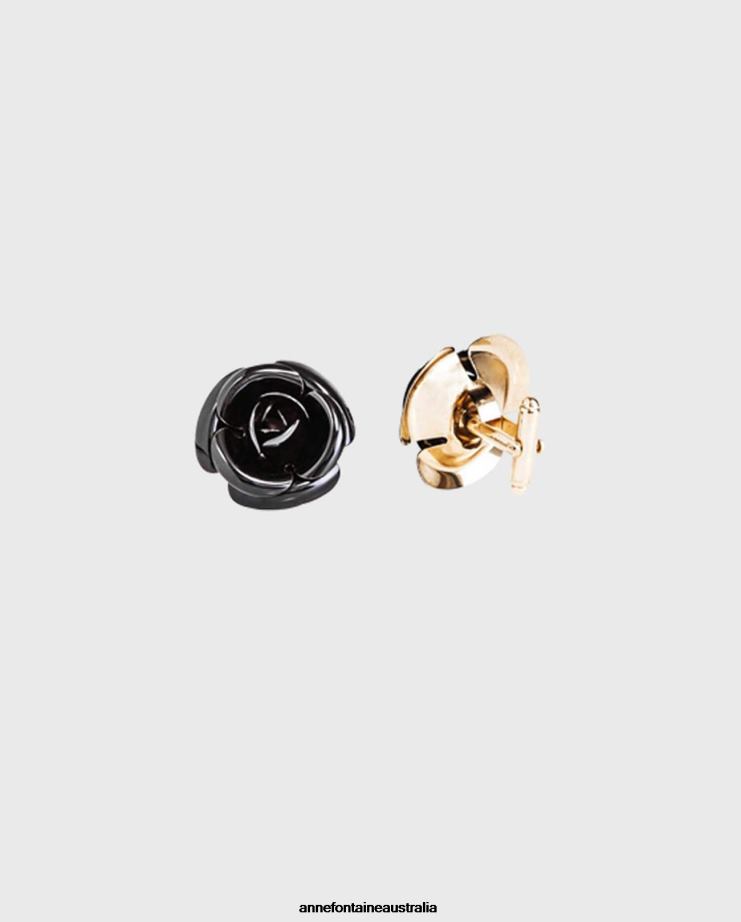 Anne Fontaine Accessories 2VZRJ548 Women Neissi Cufflinks and Floral Cufflinks Black/Gold