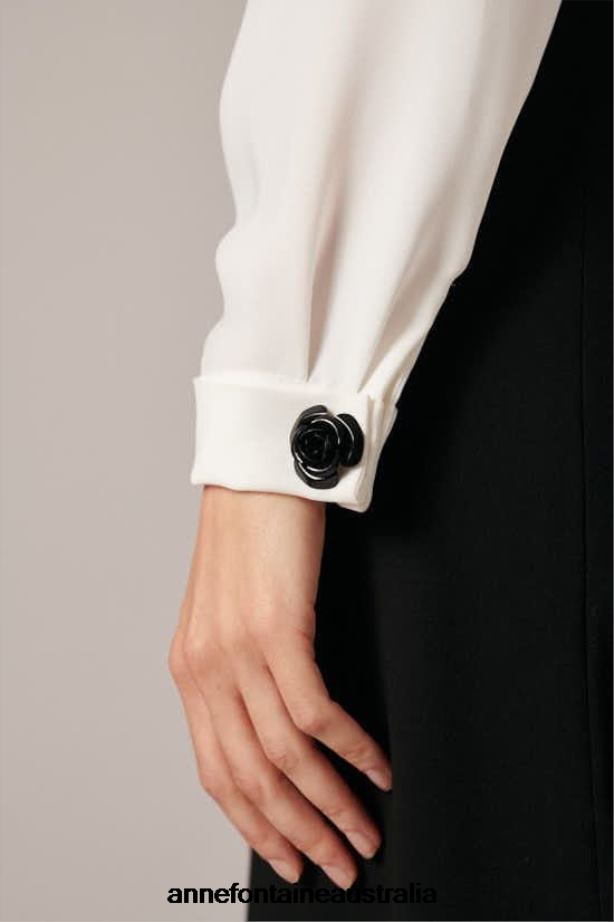 Anne Fontaine Accessories 2VZRJ548 Women Neissi Cufflinks and Floral Cufflinks Black/Gold