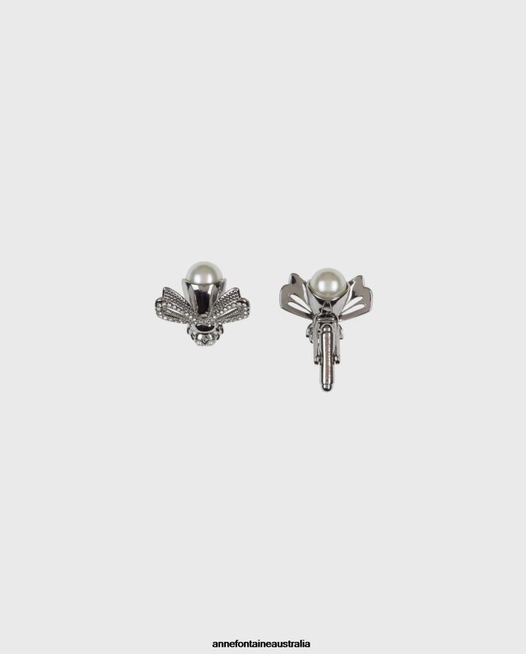Anne Fontaine Accessories 2VZRJ550 Women Ilyano Cufflinks Bee-Shaped Pearl and Rhinestone Cufflinks Stylish