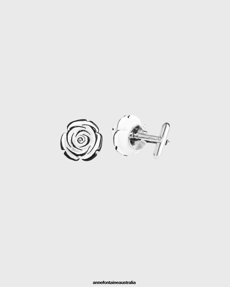 Anne Fontaine Accessories 2VZRJ552 Women Lola Cufflinks and Floral Cufflinks Black/White