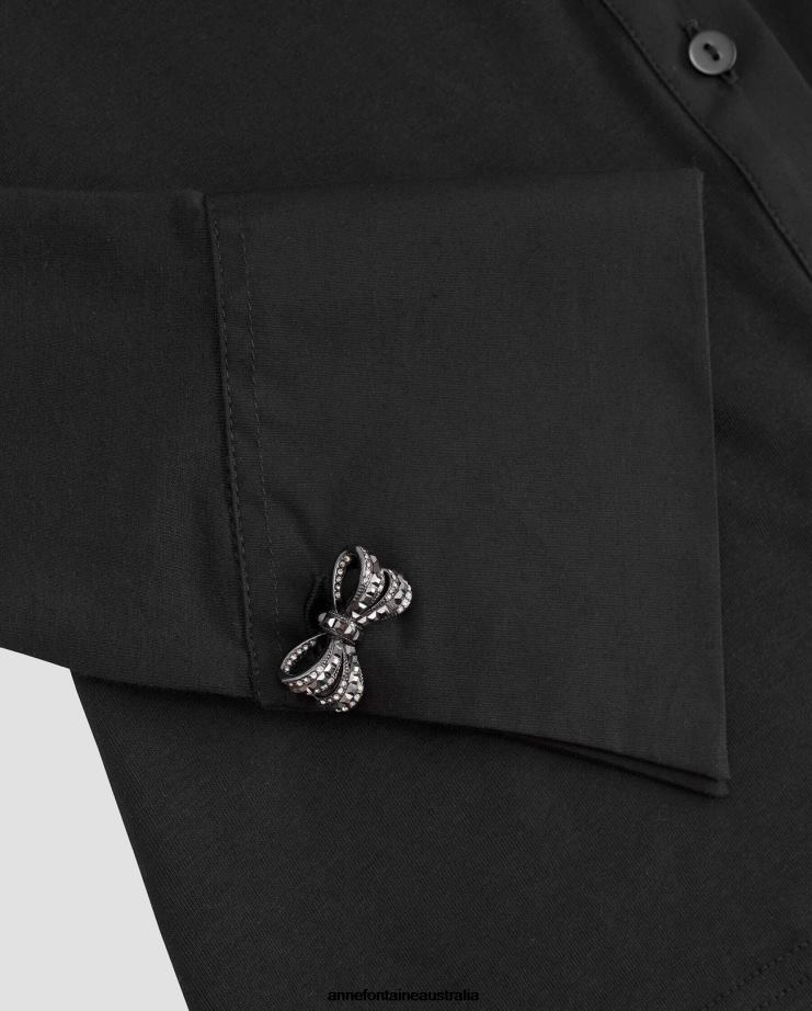 Anne Fontaine Accessories 2VZRJ563 Women Ouzo Cufflinks Bow-Shaped Cufflinks With a Finish Metallic