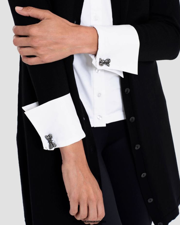 Anne Fontaine Accessories 2VZRJ563 Women Ouzo Cufflinks Bow-Shaped Cufflinks With a Finish Metallic