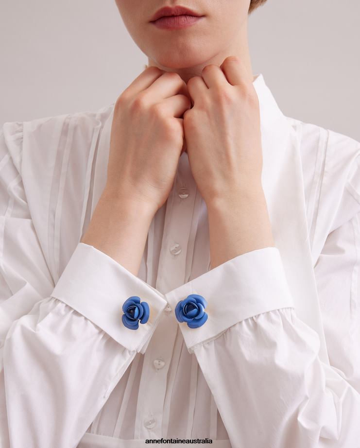 Anne Fontaine Accessories 2VZRJ571 Women Neissy Cufflinks Classic Flower Cufflink Dark Navy