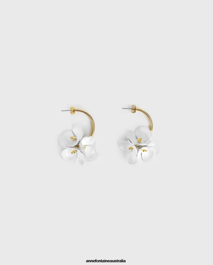 Anne Fontaine Accessories 2VZRJ580 Women Egea Earrings and Flower Earrings White/Gold