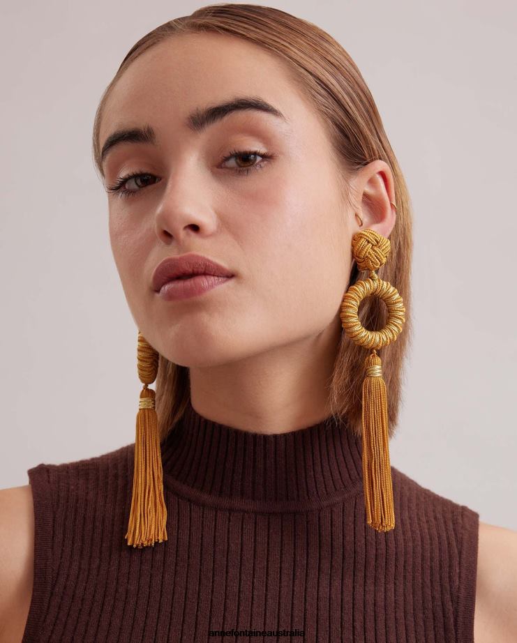 Anne Fontaine Accessories 2VZRJ583 Women Ernest Earrings Ornate Tassel Earrings Gold