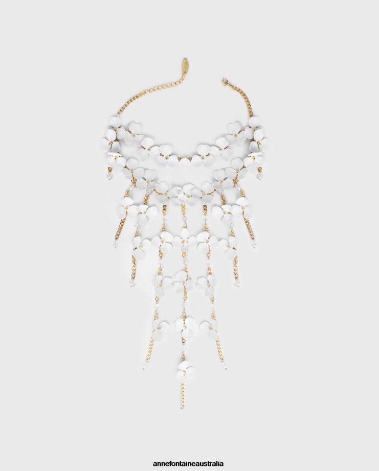 Anne Fontaine Accessories 2VZRJ597 Women Perlaya Necklace Long and Flower Necklace White/Gold