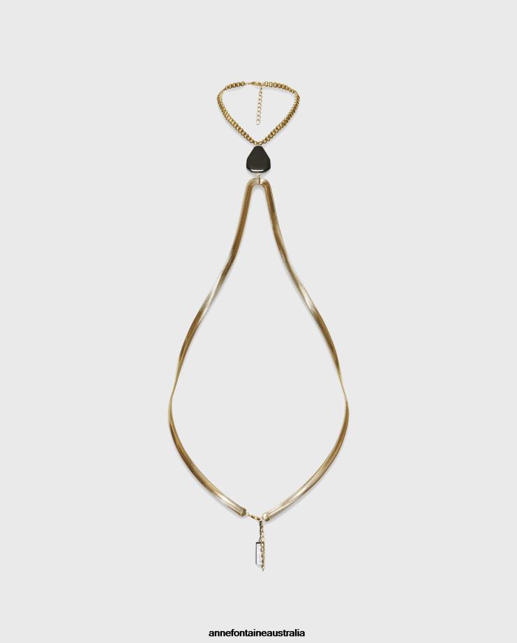 Anne Fontaine Accessories 2VZRJ600 Women Gims Bodychain Body Chain With Agate Stone Gold