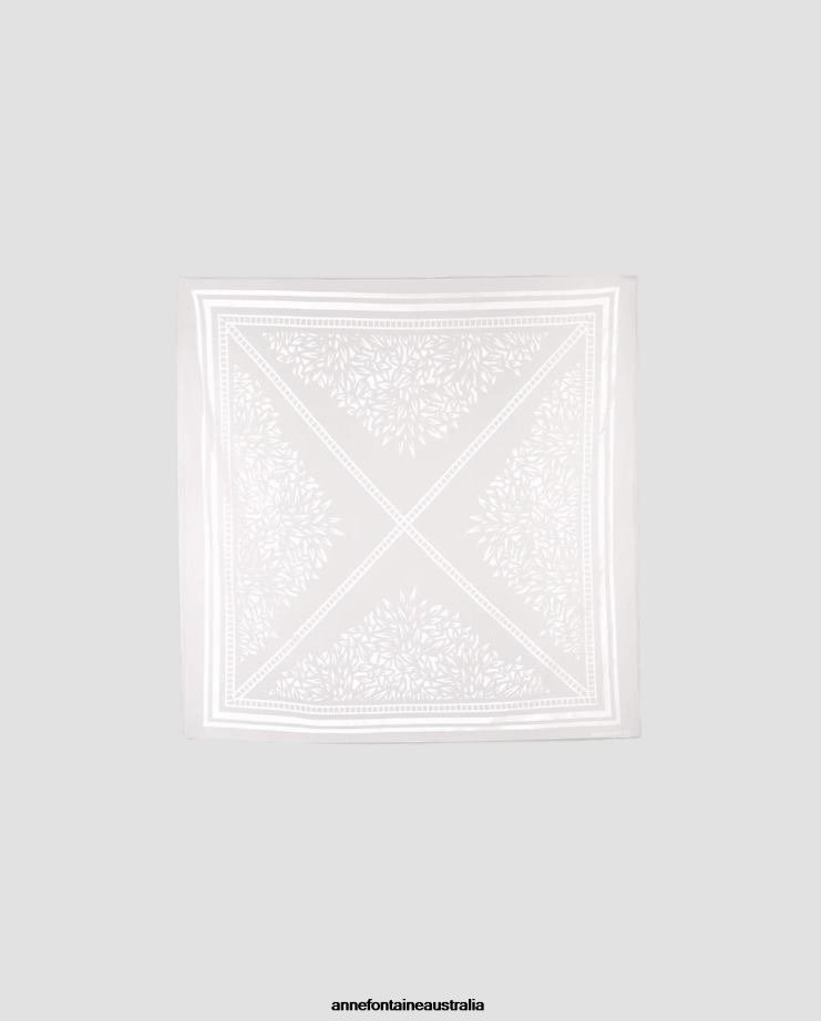 Anne Fontaine Accessories 2VZRJ616 Women Ivette Scarf Geometric Abstract Scarf White