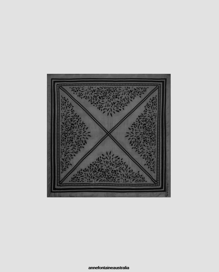 Anne Fontaine Accessories 2VZRJ617 Women Ivette Scarf Geometric Silk Scarf Black