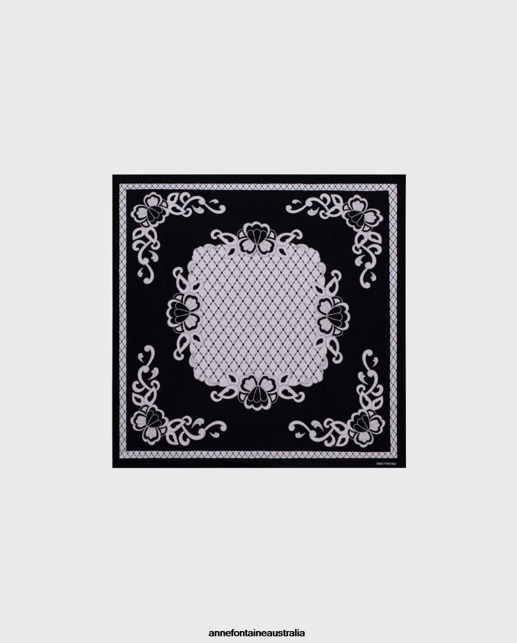 Anne Fontaine Accessories 2VZRJ621 Women Inspy Scarf Two-Tone Scarf Decorated With Motifs Floral