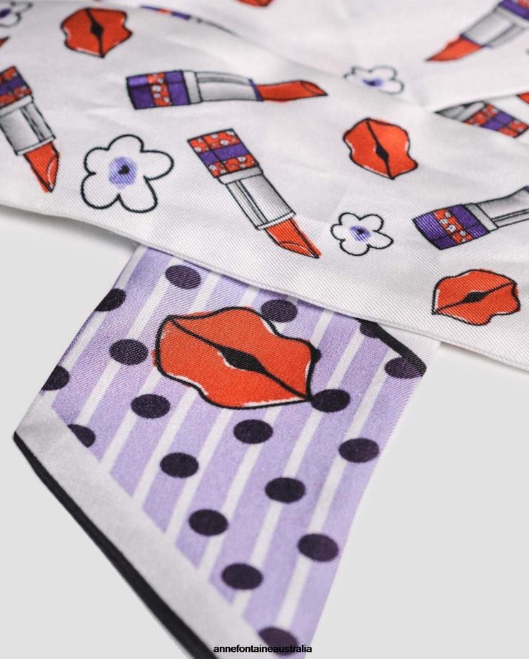 Anne Fontaine Accessories 2VZRJ627 Women Tio Tie Scarf Printed Silk Twill Scarf Stylish