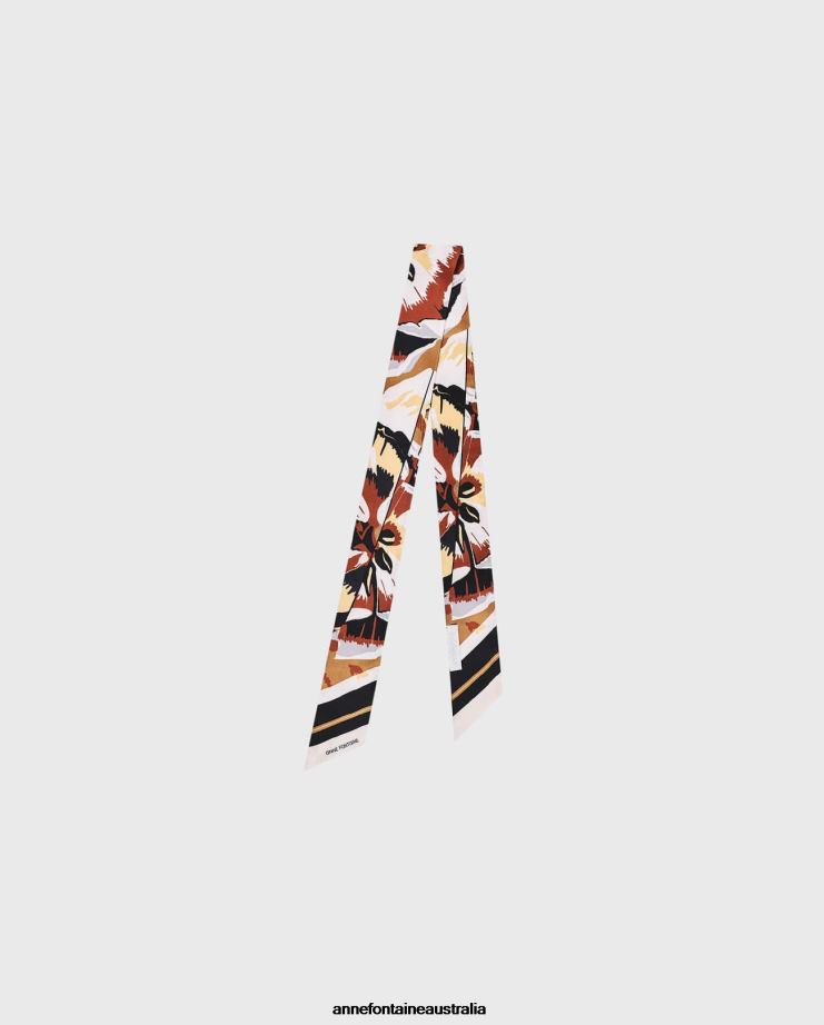 Anne Fontaine Accessories 2VZRJ630 Women Trey Tie Scarf Silk Twill Scarf Floral