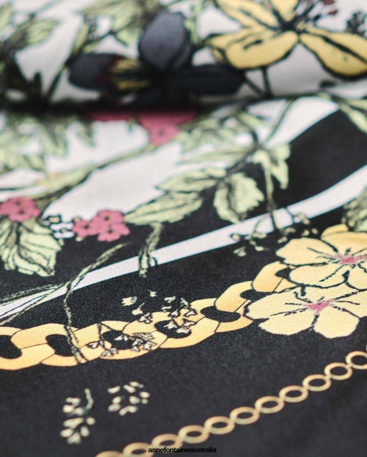 Anne Fontaine Accessories 2VZRJ639 Women Teva Scarf Square Silk Scarf With Bouquets Floral