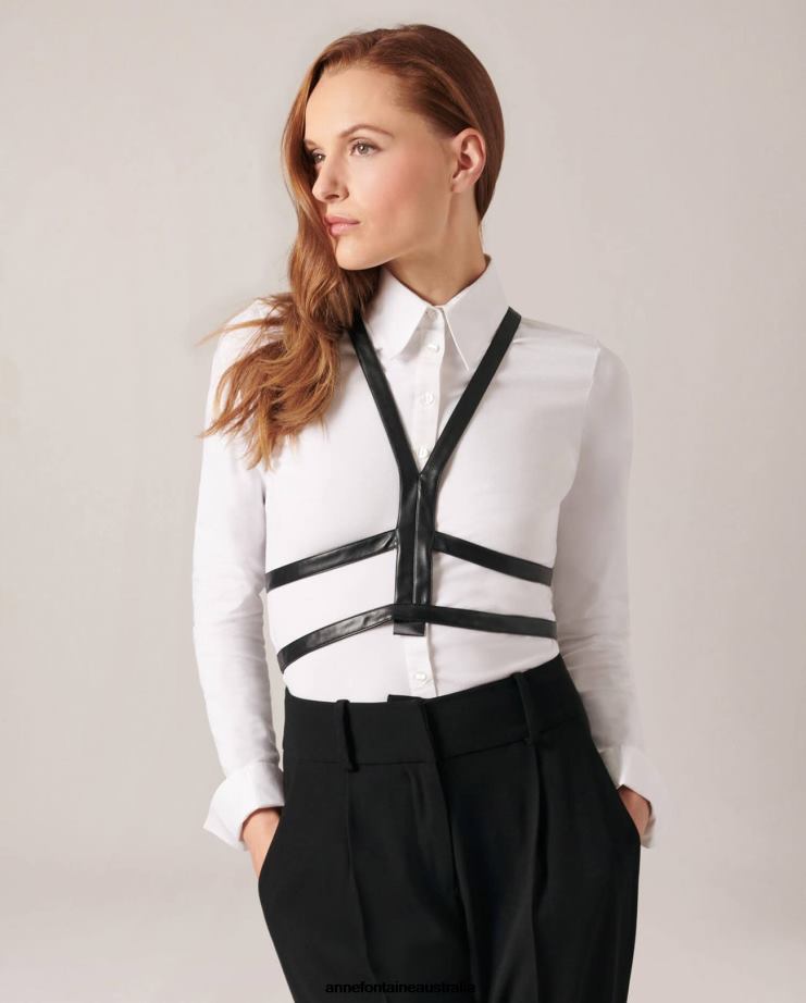 Anne Fontaine Accessories 2VZRJ576 Women Enya Harness Faux Leather Harness Black