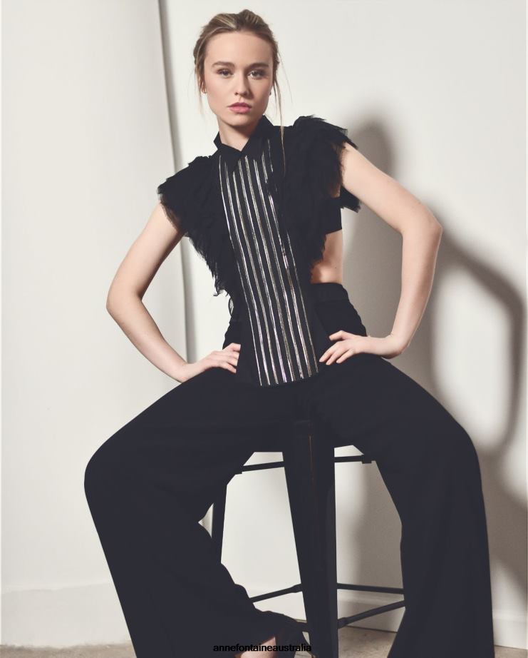 Anne Fontaine Accessories 2VZRJ577 Women Nany Shirtfront Poplin Shirtfront Collar With Muslin Ruffles Stylish