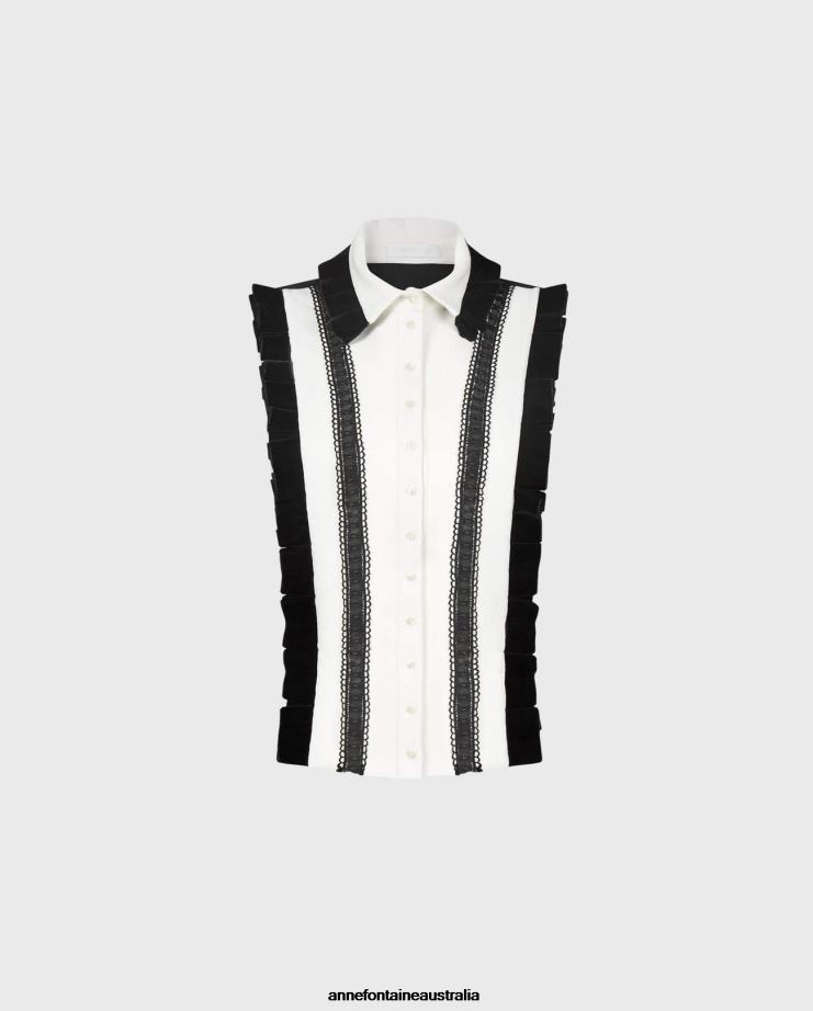 Anne Fontaine Accessories 2VZRJ579 Women Taho Shirtfront and Shirtfront Collar Black/White