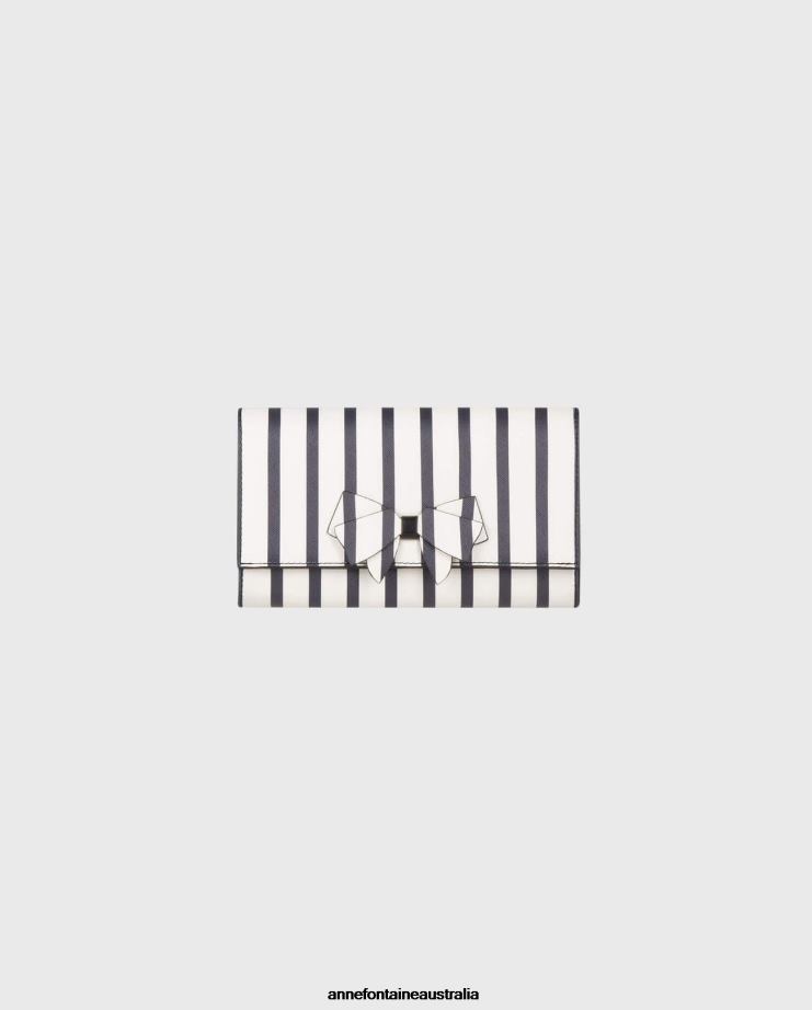 Anne Fontaine Bags 2VZRJ706 Women Ivan Handbag Striped leather pouch Navy/White