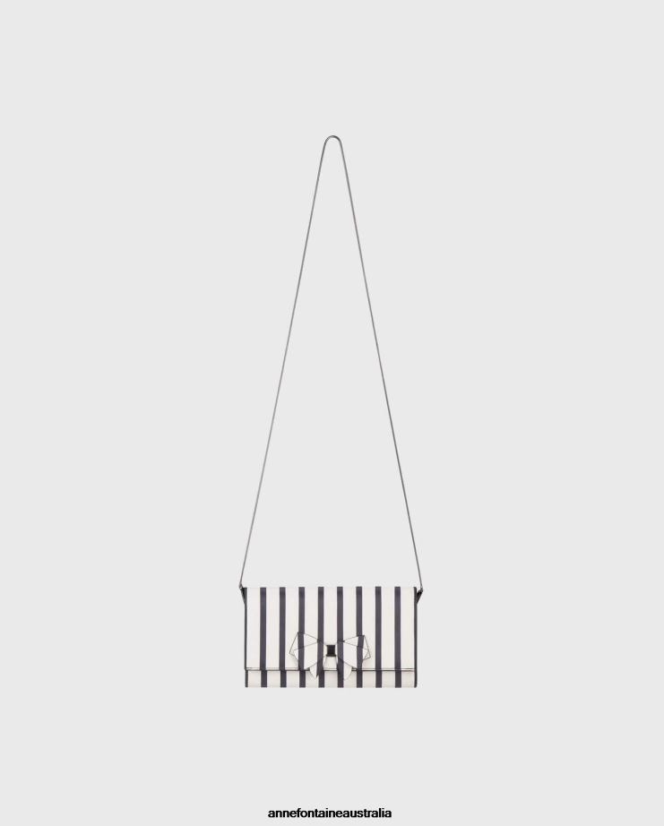 Anne Fontaine Bags 2VZRJ706 Women Ivan Handbag Striped leather pouch Navy/White