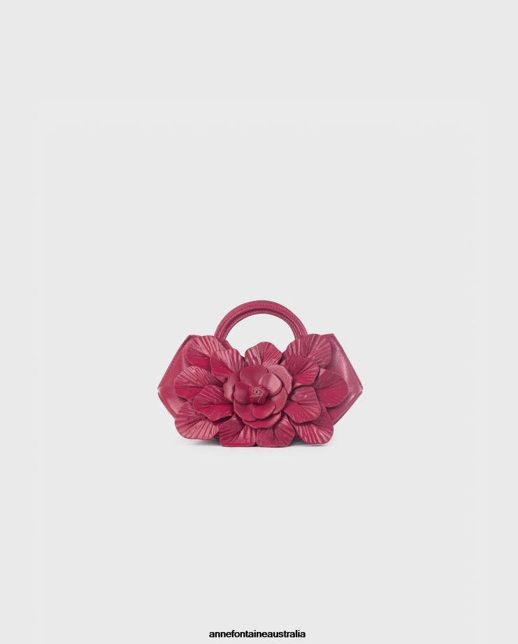 Anne Fontaine Bags 2VZRJ681 Women Scarlett Mini Handbag Signature Leather Mini Floral Handbag Fuchsia