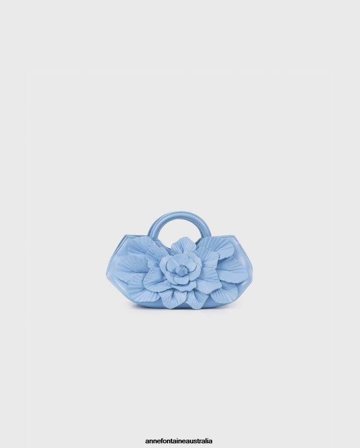 Anne Fontaine Bags 2VZRJ683 Women Scarlett Mini Handbag Signature Leather Mini Floral Handbag in Riviera Blue