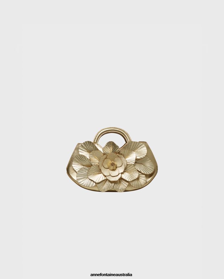 Anne Fontaine Bags 2VZRJ684 Women Scarlett Mini Handbag Signature Leather Mini Floral Handbag Gold