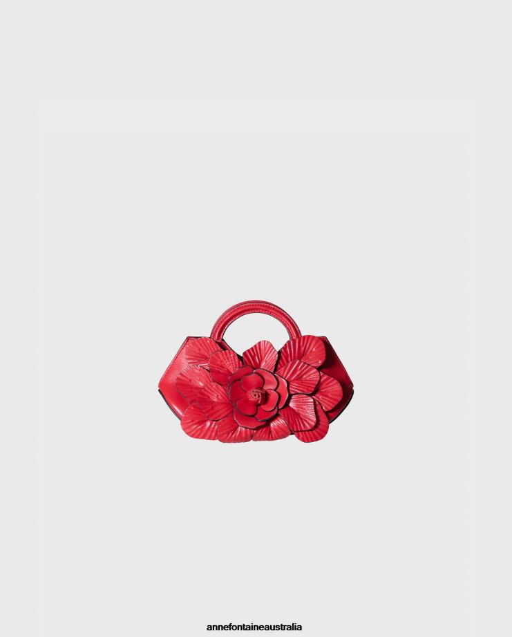Anne Fontaine Bags 2VZRJ687 Women Scarlett Mini Handbag Signature Leather Mini Floral Handbag Tango Red