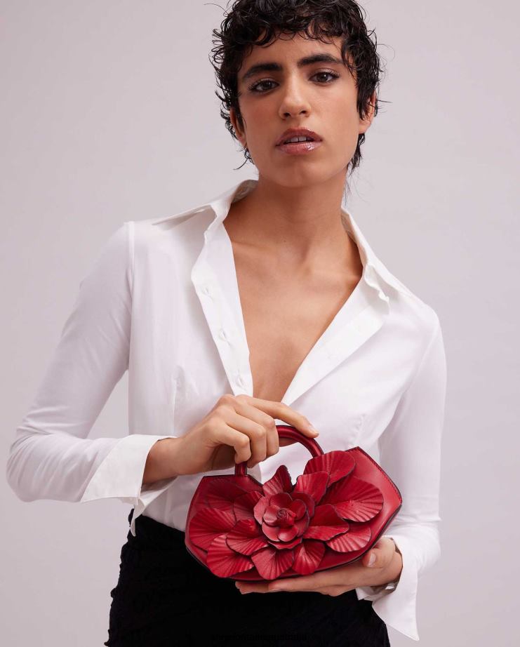 Anne Fontaine Bags 2VZRJ687 Women Scarlett Mini Handbag Signature Leather Mini Floral Handbag Tango Red