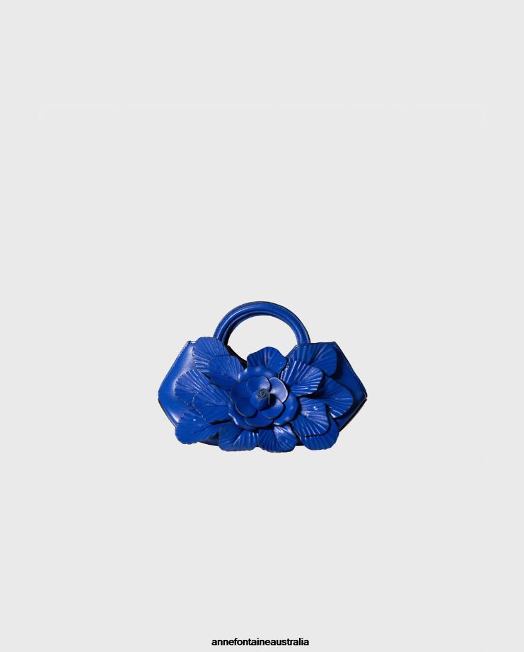 Anne Fontaine Bags 2VZRJ688 Women Scarlett Mini Handbag Signature Leather Mini Floral Handbag in Ultra Blue