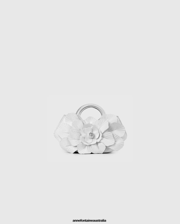 Anne Fontaine Bags 2VZRJ690 Women Scarlett Mini Handbag Signature Leather Mini Floral Handbag White