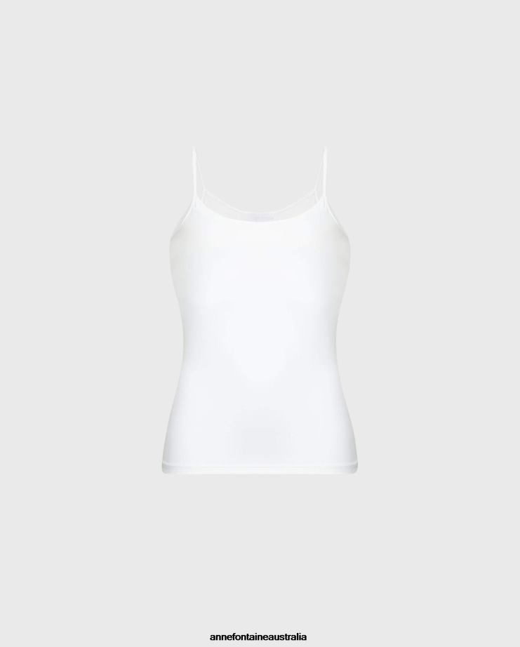 Anne Fontaine Clothing 2VZRJ299 Women Cintia Camisole Tactel Knit Camisole With Thin Straps White
