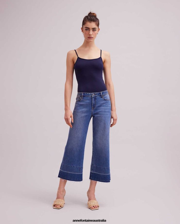 Anne Fontaine Clothing 2VZRJ301 Women Cintia Camisole Stretch Camisole With Thin Straps Blue