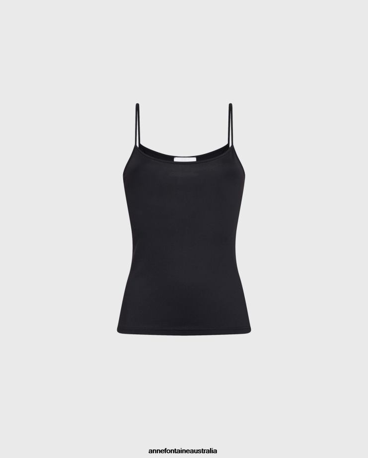 Anne Fontaine Clothing 2VZRJ302 Women Cintia Camisole Soft Stretch Thin Camisole Black