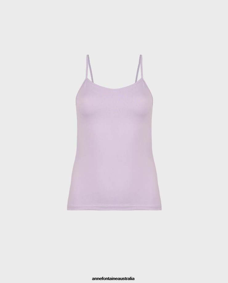 Anne Fontaine Clothing 2VZRJ303 Women Cintia Camisole Purple Thin Strap Camisole Parme